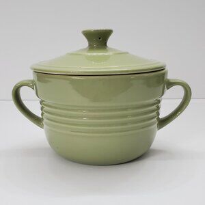 Well Equipped Kitchen Sage Green Covered Handled Soup Chili Bowl Sugar Bowl Lid